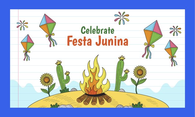 Fond de contraction de festas juninas dessiné à la main