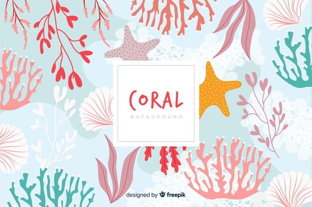Fond de corail coloré dessiné à la main