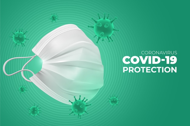 Vecteur gratuit fond de coronavirus avec masque facial