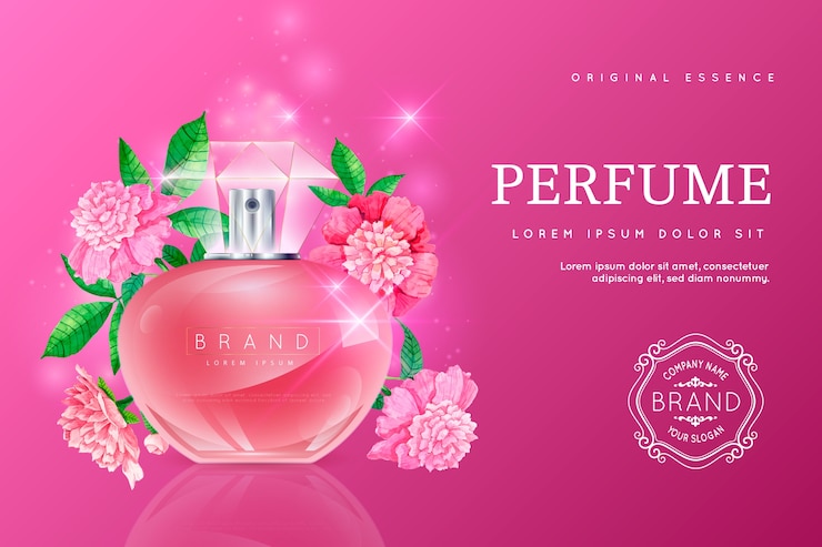Vecteur gratuit fond cosmétique réaliste avec une bouteille de parfum