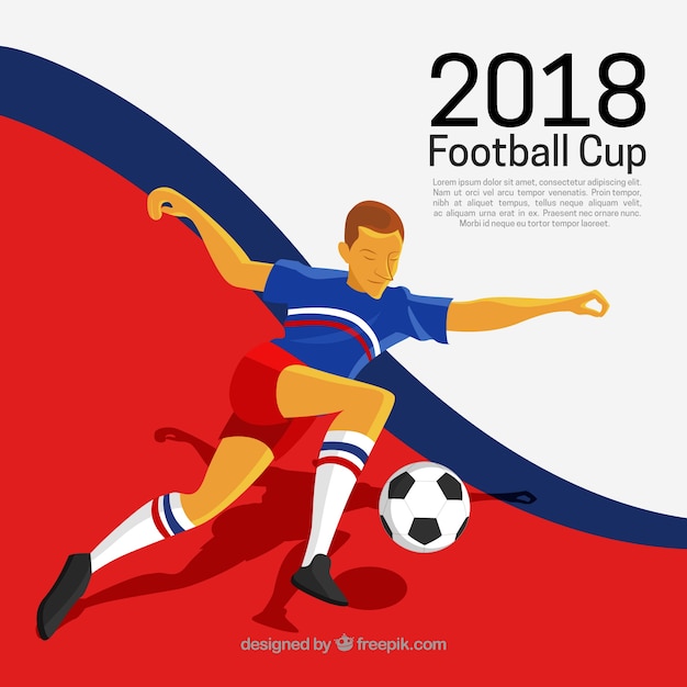 Vecteur gratuit fond de coupe du monde de football avec joueur