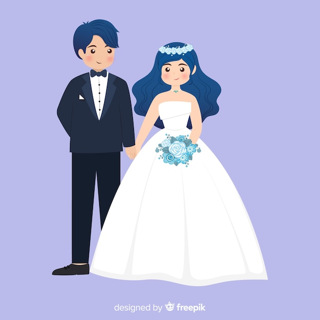 Vecteur gratuit fond de couple mariage design plat