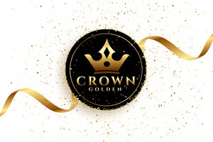 Vecteur gratuit fond de couronne dorée de luxe avec ruban