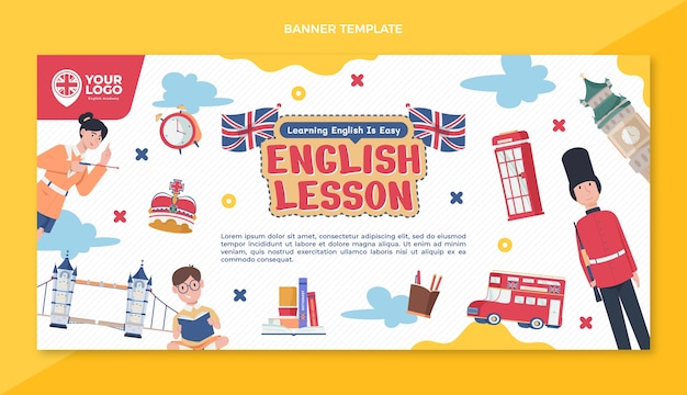 Vecteur gratuit fond de cours d'anglais plat