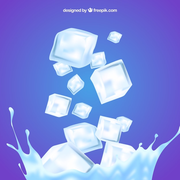 Vecteur gratuit fond de cube de glace avec de l'eau