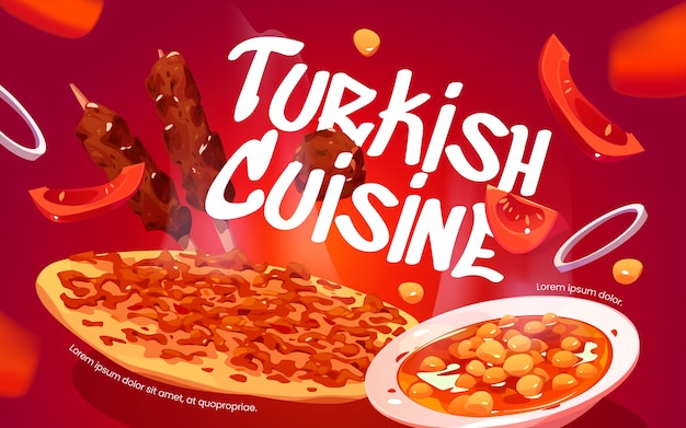 Vecteur gratuit fond de cuisine turque de dessin animé