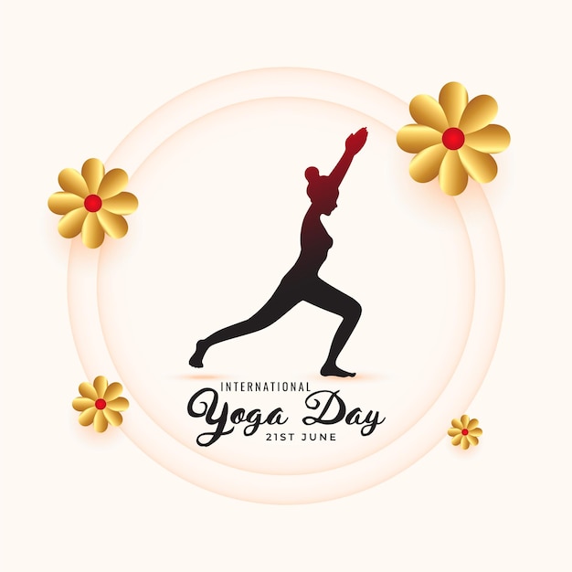 Vecteur gratuit fond décoratif de la journée mondiale du yoga avec la silhouette des femmes