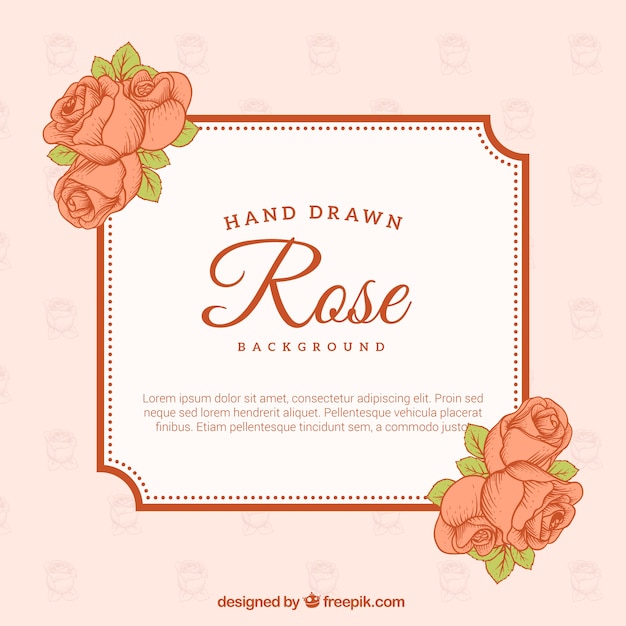 Fond Décoratif Avec Des Roses Dessinées à La Main