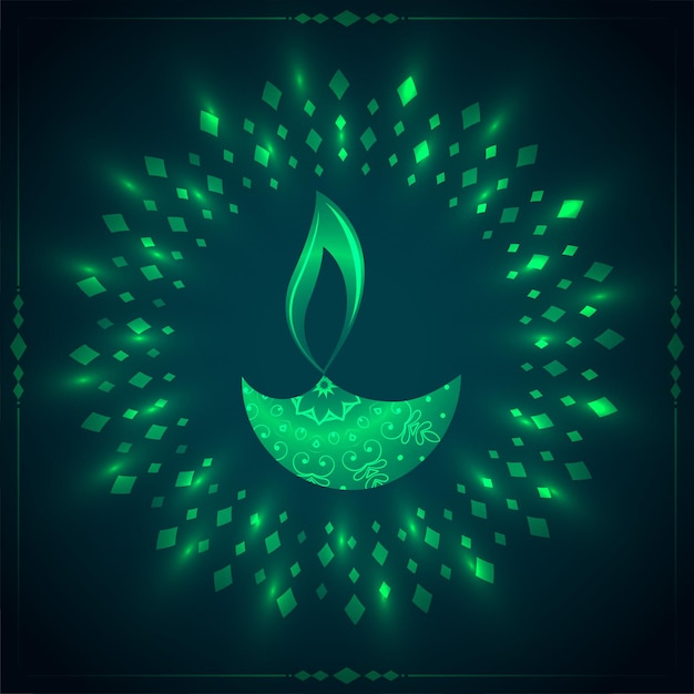 Vecteur gratuit fond décoratif vert brillant joyeux diwali