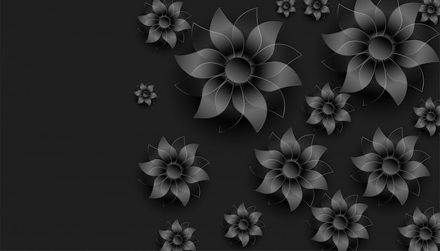 Fond De Décoration De Fleurs 3d Noir Foncé