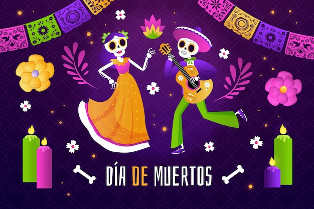 Vecteur gratuit fond dégradé dia de muertos