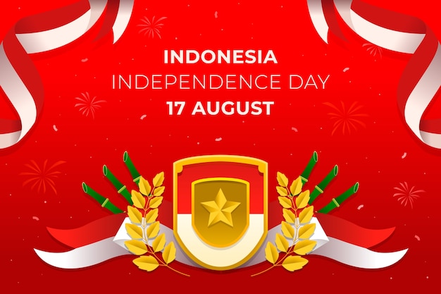 Vecteur gratuit fond dégradé de la fête de l'indépendance de l'indonésie