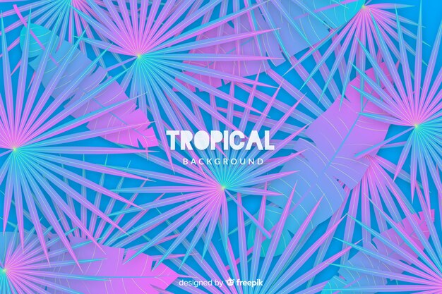 Fond dégradé avec des feuilles tropicales