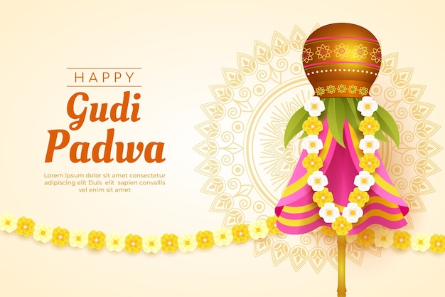 Vecteur gratuit fond dégradé gudi padwa