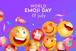 Vecteur gratuit fond dégradé de la journée mondiale des emoji