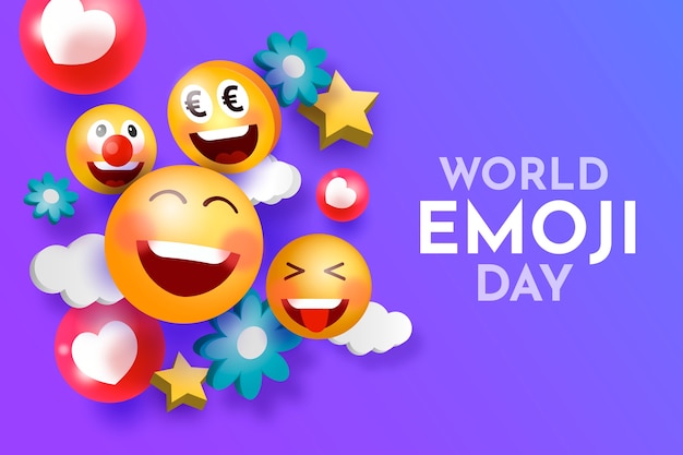 Vecteur gratuit fond dégradé de la journée mondiale des emoji