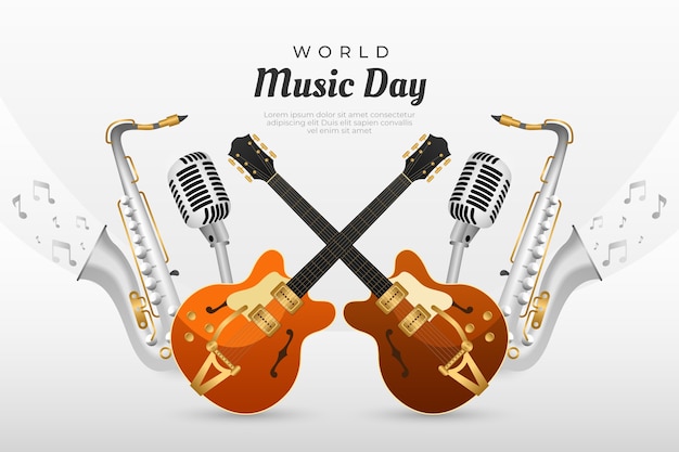 Vecteur gratuit fond dégradé de la journée mondiale de la musique