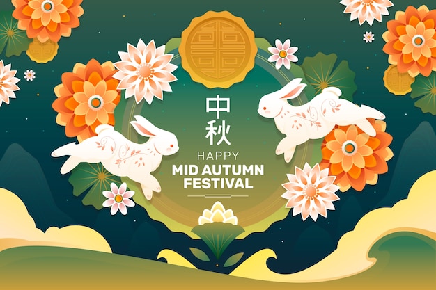 Vecteur gratuit fond dégradé pour la célébration du festival chinois de la mi-automne