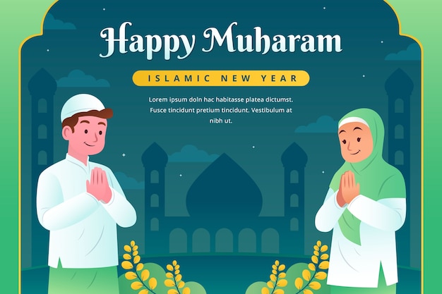 Vecteur gratuit fond dégradé pour la célébration du nouvel an islamique