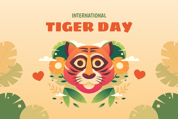 Vecteur gratuit fond dégradé pour la célébration de la journée internationale du tigre