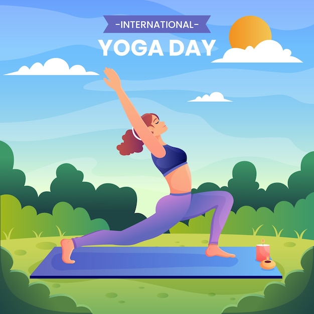 Vecteur gratuit fond dégradé pour la célébration de la journée internationale du yoga