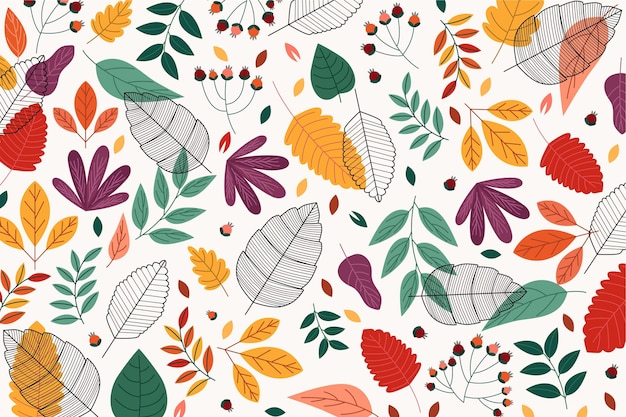 Fond de design plat automne avec des feuilles