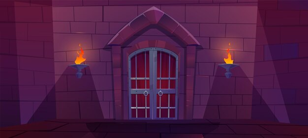 Fond de dessin animé de mur de donjon de château pour le jeu
