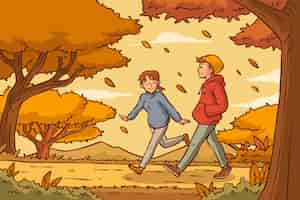 Vecteur gratuit fond dessiné à la main pour l'automne