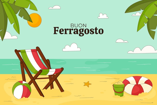 Vecteur gratuit fond dessiné à la main pour la célébration de ferragosto