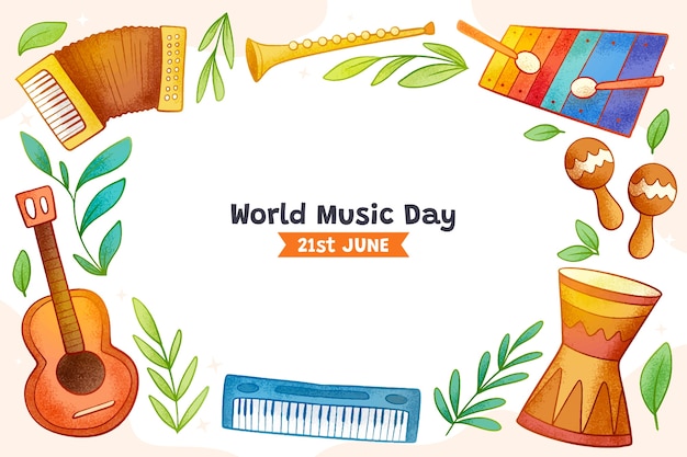 Fond Dessiné à La Main Pour La Célébration De La Journée Mondiale De La Musique