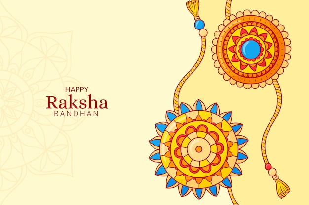 Vecteur gratuit fond dessiné à la main pour la célébration de raksha bandhan