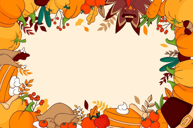 Vecteur gratuit fond dessiné à la main pour la célébration de thanksgiving