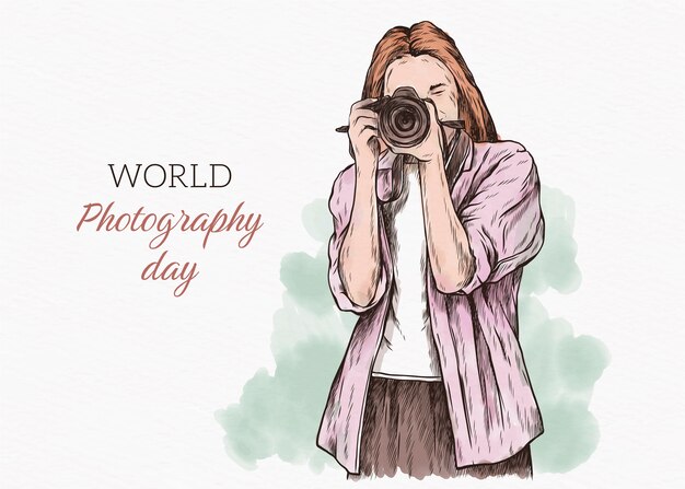 Fond dessiné à la main pour la journée mondiale de la photographie