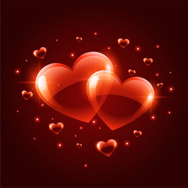 Fond de deux coeurs brillant Saint Valentin