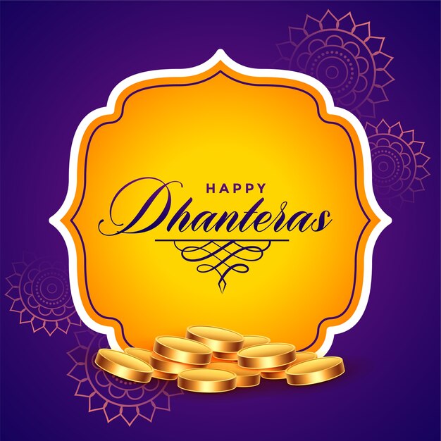 Fond de dhanteras heureux avec conception de pièces d'or