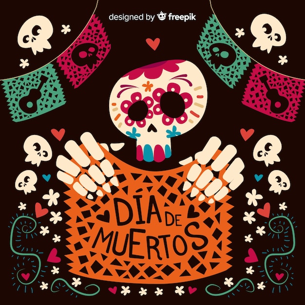 Vecteur gratuit fond de dia de muertos créatif