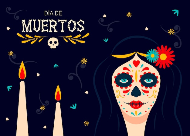 Vecteur gratuit fond de dia de muertos design plat