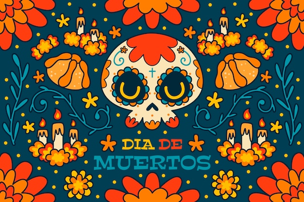 Fond De Dia De Muertos Dessiné à La Main