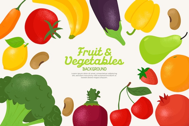 Vecteur gratuit fond avec différents fruits et légumes