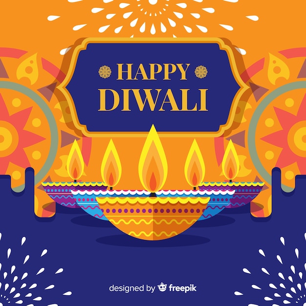 Vecteur gratuit fond de diwali coloré avec un design plat