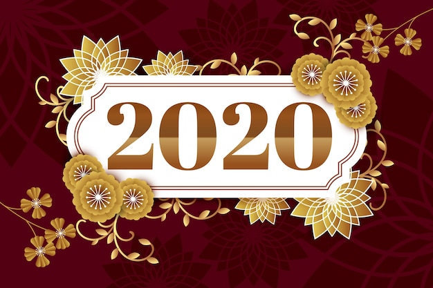 Vecteur gratuit fond doré du nouvel an 2020