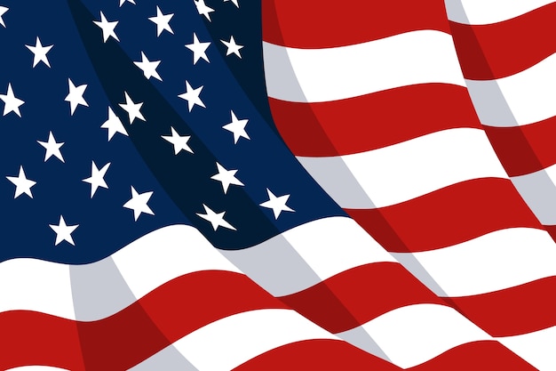 Fond de drapeau américain agitant dessiné à la main