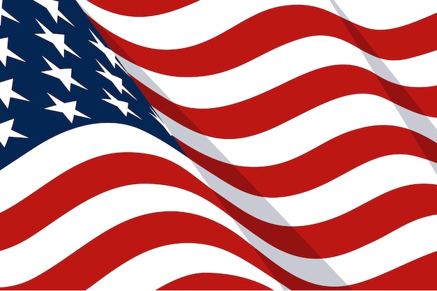 Fond de drapeau américain agitant dessiné à la main