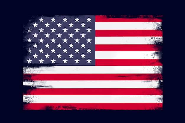 Fond de drapeau américain grunge design plat