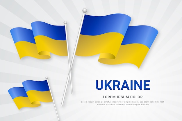 Vecteur gratuit fond de drapeaux ukraine réaliste