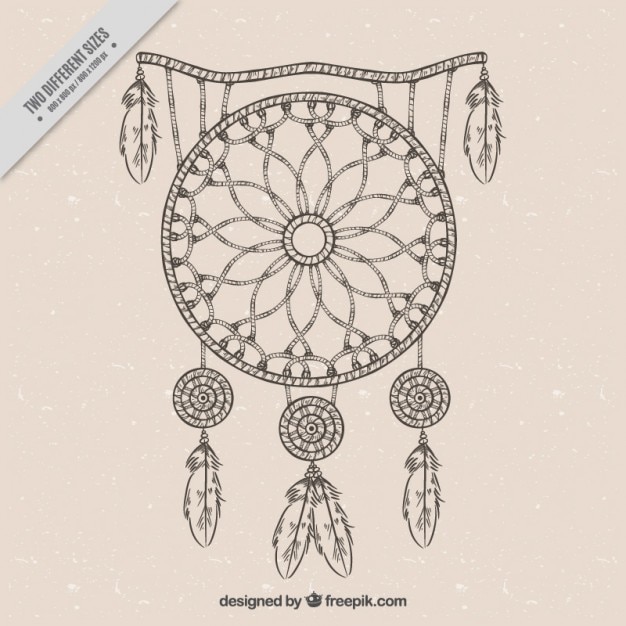 Vecteur gratuit fond dreamcatcher sketch