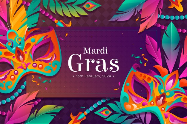 Vecteur gratuit le fond du mardi gras en gradient