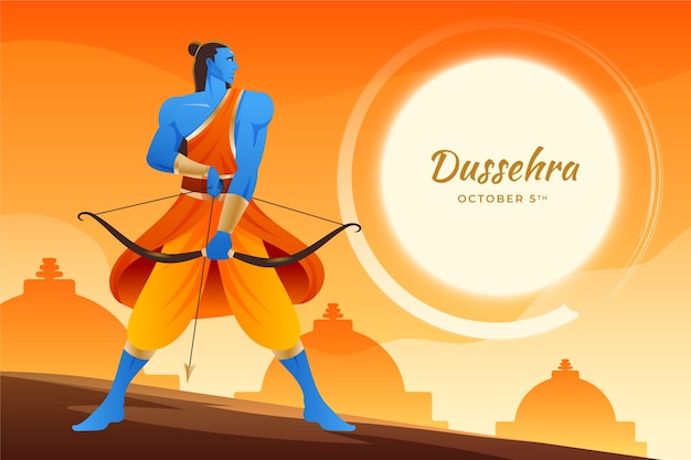 Vecteur gratuit fond de dussehra dégradé