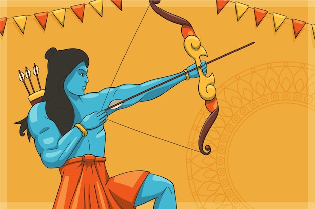 Vecteur gratuit fond de dussehra dessiné à la main