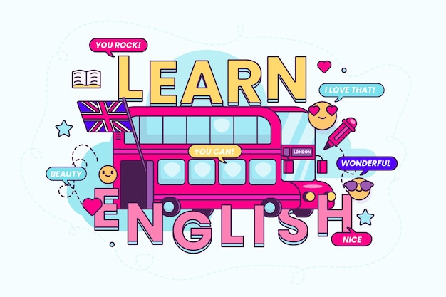 Vecteur gratuit fond d'école d'anglais design plat